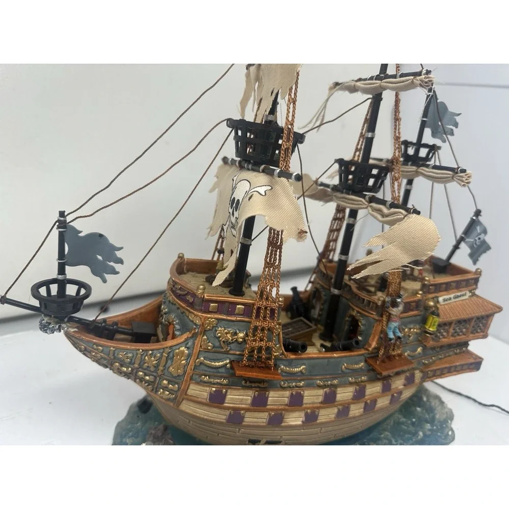 Lemax Spooky Town Galleon Pirate Ship WORKS  NEEDS MINOR  REPAIR  34760 Vtg